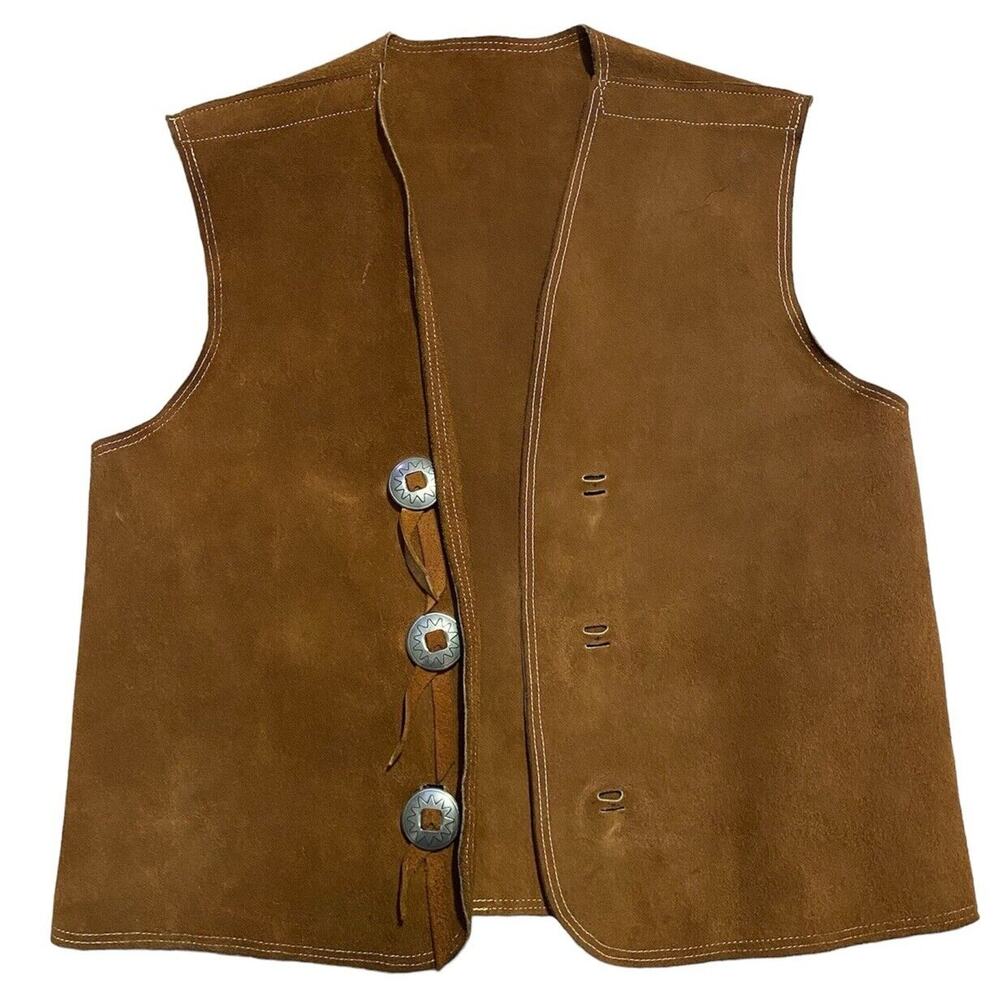 Vintage Handmade Suede Leather Vest Size Small